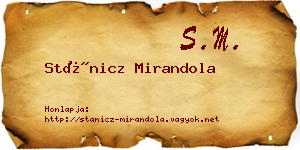 Stánicz Mirandola névjegykártya